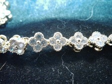 Gold Tone Womens Floral Bracelet With CZs