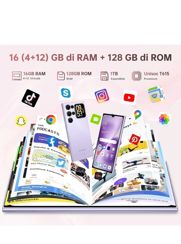 OUKITEL C62 Smartphone Android 15 con Schermo Posteriore, 16GB +128 - Immagine 2 di 4
