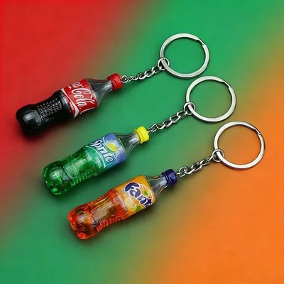 Mini Beverage Bottle Keychain Metal Key Ring Novelty Pendant Gift Keyring UK - Image 1 of 4
