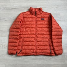 Patagonia Orange Sweater Down Jacket Full Zip Boys Sz 16-18 XXL Puff Gilet