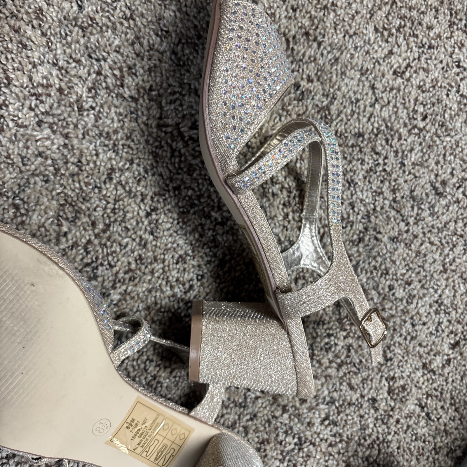 Women’s Valenti Franco Gold Rhinestone Evening strapped High Heel Shoes Size 8.5 image 6