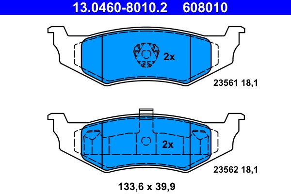 Bremsbelagsatz FÜR Chrysler PT Cruiser (Pt ) - ATE 13.0460-8010.2-image