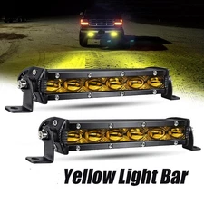 1-2x 7"inch LED Light Bar Amber Work Spot Flood Pods Offroad Driving Fog Lamp