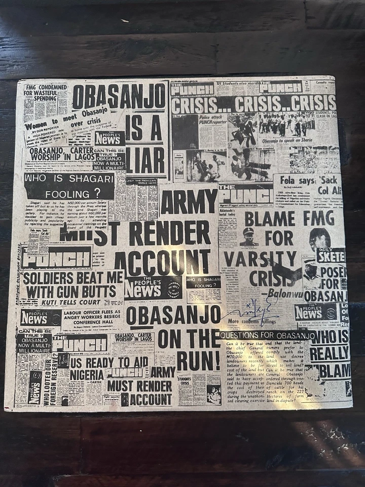 FELA & Africa 70 "Coffin For Head Of State" Og 1981 Afrobeat LP Kalakuta VG+ NOS - Image 2 of 3