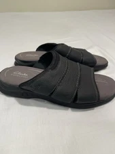 Mens Clarks Walkford Easy Sandals - Black Leather, Size 9.5 W