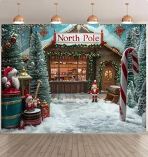 5x3ft Christmas Photography Backgrounds North Pole Backdrop Candy Lollipop La...
