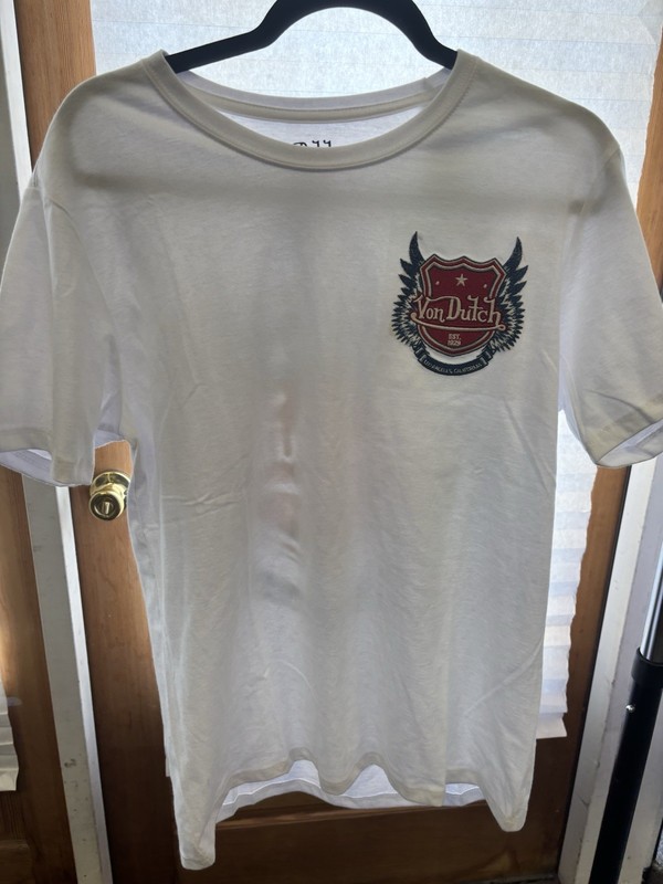 Von Dutch Men's Double-Sided Graphic Logo Crew Neck Cotton T-Shirt Size M