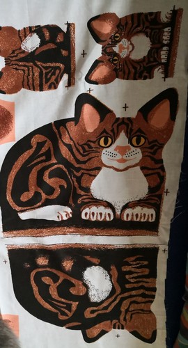 Printed cotton fabric panel RABBIT, PIG, CAT designs - Picture 4 of 4