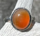 Vintage Carnelian Ring Sterling Silver 925 Oval Cabochon Size 10.25 Orange Boho