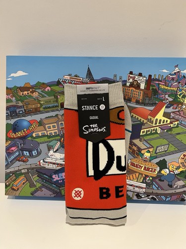 Stance Men's The Simpsons DUFF BEER Size Large Crew Socks 9-13 New With Tags - Picture 1 of 1