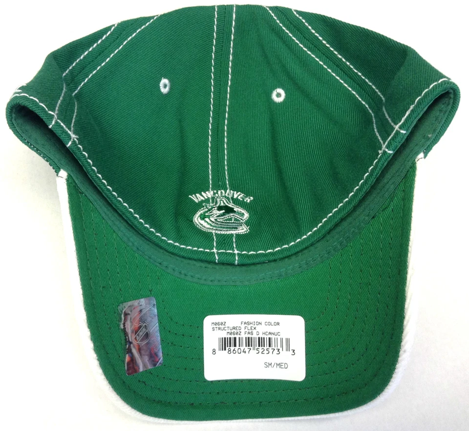 NHL Vancouver Canucks Reebok Green St. Patrick's Day Clover Flex Fit Cap Hat NEW - Image 2 of 2