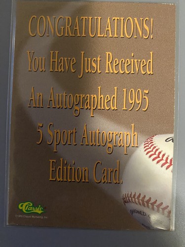 1995 classic 5 sport autographs certified by 5 sport - Picture 2 of 2
