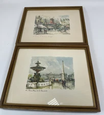 Lot of 2 Lucien Delarue Prints  Rouge and Concorde  framed 8x10"