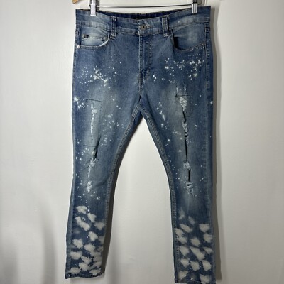 ROCAWEAR SKINNY JEANS MENS SIZE 32 X 33* 30 1/2* ALTERED HEMMED DISTRESSED