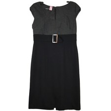 JONES WEAR LITTLE BLACK SUIT BUSINESS DRESS BLACK GREY BUCKLE ACCENT SIZE 10