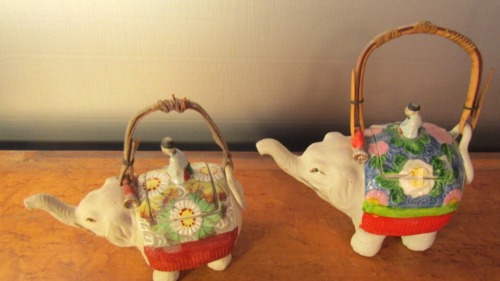 2 Vintage Banko Ware Teapot with Elephant Rider - Marked Made in Japan