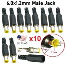 10 pcs 1.2mm x 6.0mm x 9mm Male DC Power Plug Socket Jack Connector Adapter