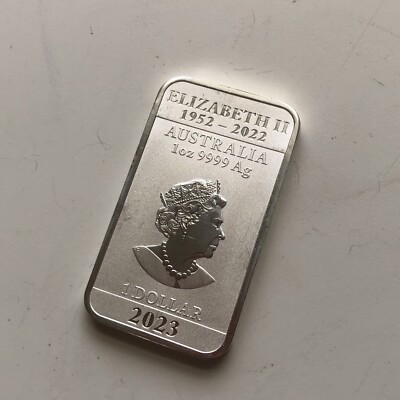 2023 Australia 1oz 9999 Ag Silver Dollar Bar Elizabeth II 1952