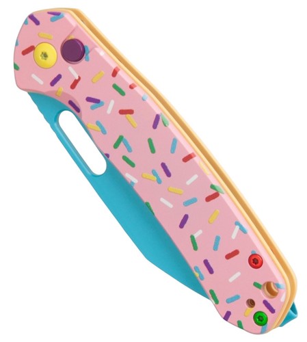 CJRB Blade HQ Exclusive Dessert Warrior Pyrite - Pink Aluminum - Blue AR-RPM9 - Picture 2 of 3