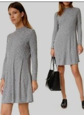 Madewell Cityblock Mockneck Dress Marled Gray Ribbed Long Sleeve Stretch Sz Med