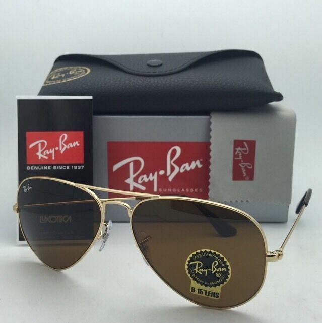 New RAY-BAN Sunglasses RB 3025 001/33 62-14 Gold Aviator Frames