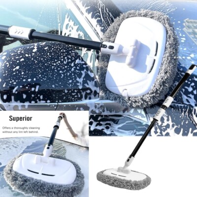 Microfiber Car Wash Brush Cleaning Mop Auto Truck 47 Long Handle Extension