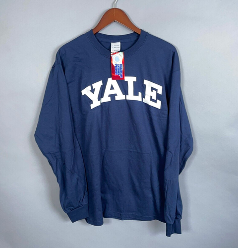 Unworn Yale Block Letter Long Sleeve T-Shirt Adult Large Dark Blue University