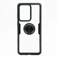 For Samsung S20 6.2" 360° Rotating Magnetic Clear Ring Case Cover BLACK