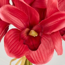 Rose Pink Artificial Cymbidium Orchid 9-1/2" Floral Bundle
