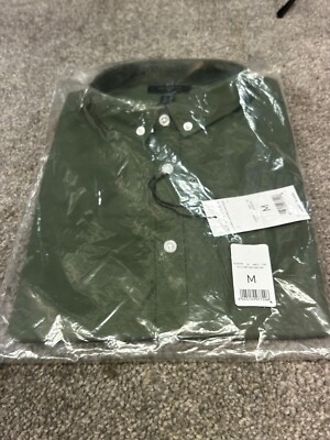 New Look Khaki Long Sleeve Muscle Fit Oxford Shirt UK Sixe M