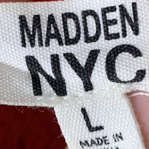 Madden NYC Crop Top Size Large Knit Pink Red Fringe Ends Scoop V Neck Bralette - Picture 3 of 5