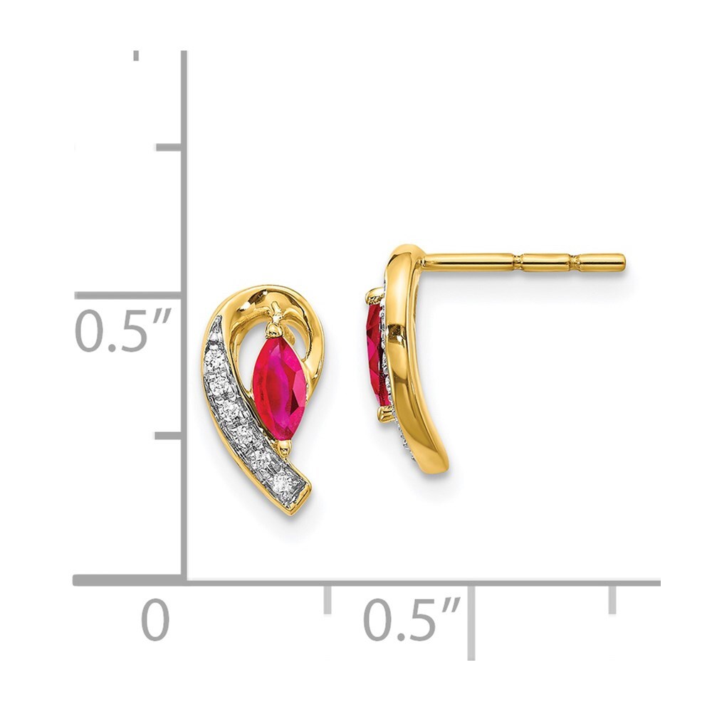 10mm 14K Yellow Gold Diamond and Ruby Earrings EM5592-RU-005