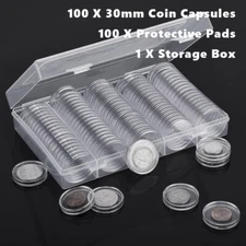 100X Franklin Mint Coin Storage Case Kennedy JFK Half Dollar 30.6mm Fit Holder 