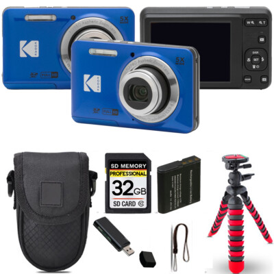 Kodak PIXPRO FZ55 Digital Camera (Blue) +Spider Tripod + Case