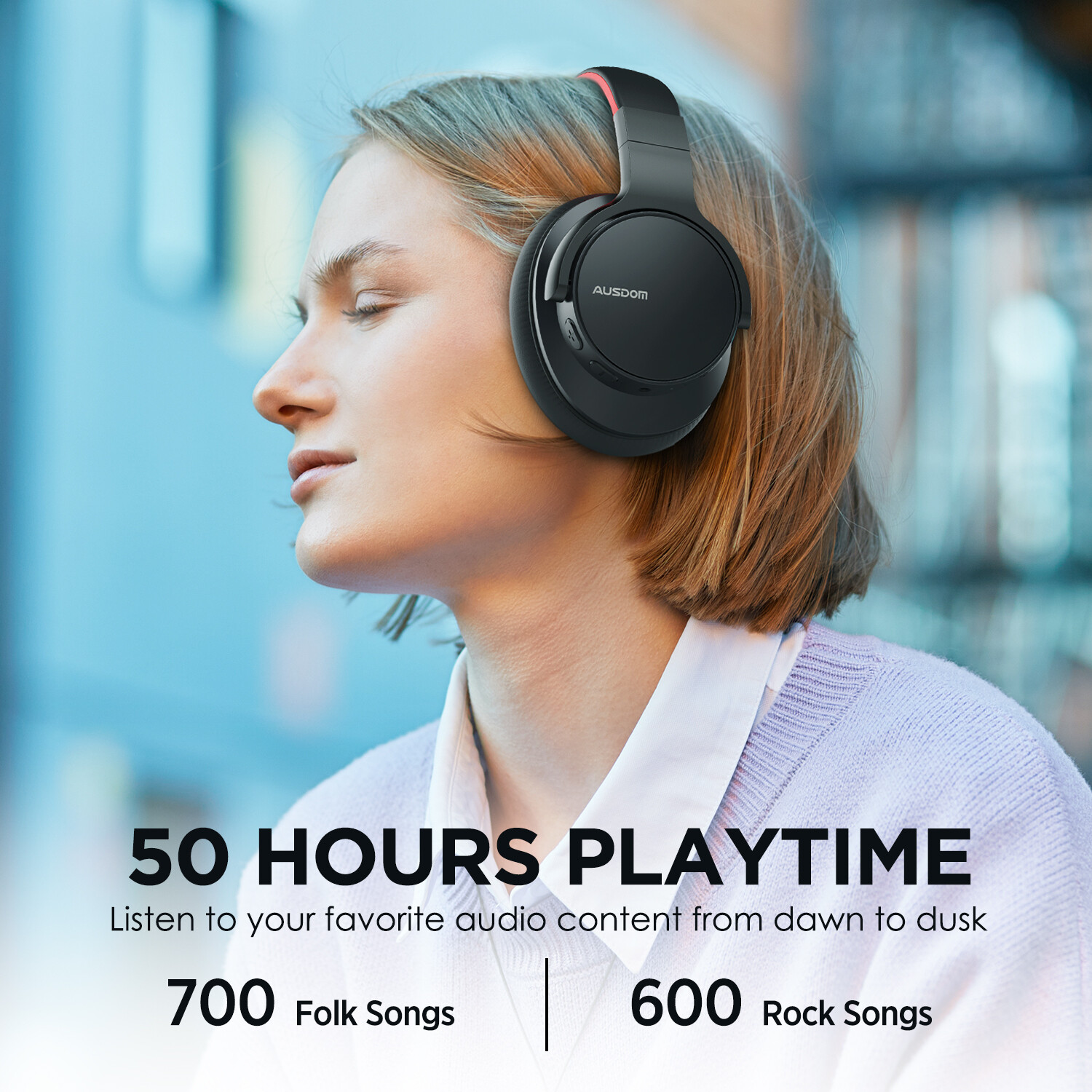 AUSDOM E7 Bluetooth Noise Cancelling Headphones Wireless Over Ear ANC