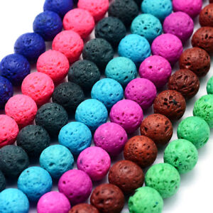 10 Strds 15.5" Mixed Color Natural Lava Beads Round Loose Gemstone Rock Bead 8mm