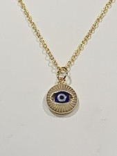  12 OFF Sale-14K GOLD-FILLED BLUE GLASS EVIL EYE NECKLACEW/18" CHAIN-NEW