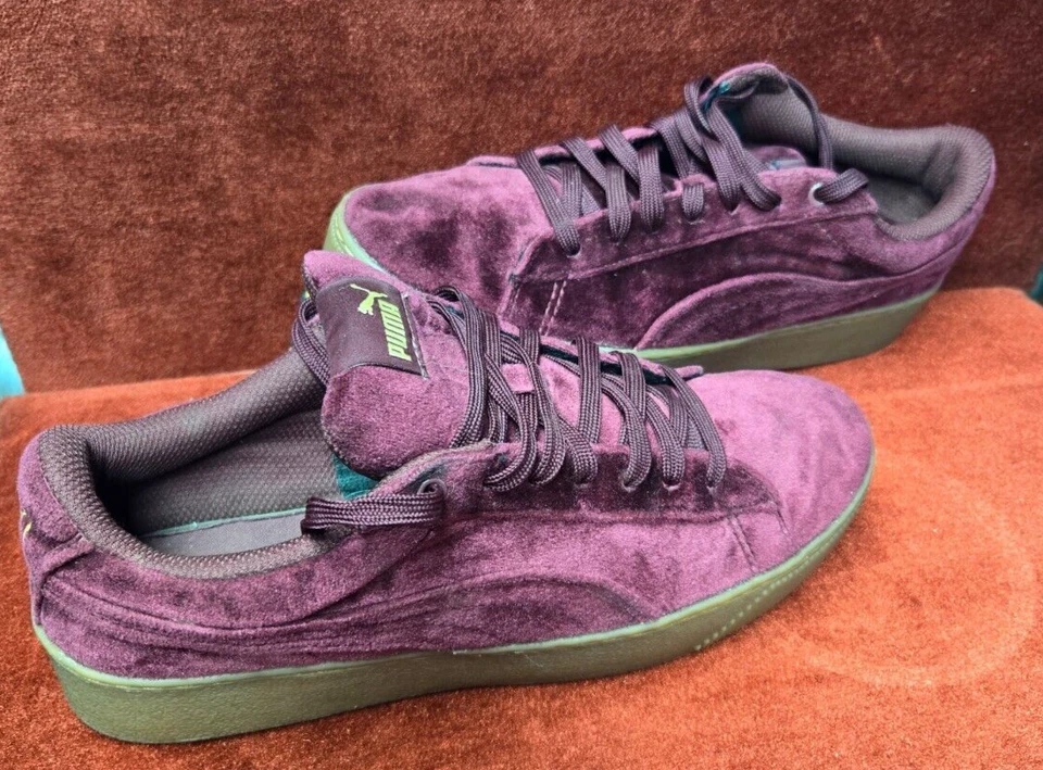 PUMA BURGUNDY VELVET CLOTH LACE UP shoes WOMEN'S SIZE 9.5 SNEAKER - Image 2 of 4