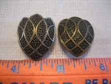 Pair Of Vintage Antique Tulip Shape Brass Metal Shoe Button Covers Cover - BC9