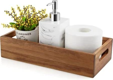 ALELION Acacia Wood Bathroom Storage Basket for Organizing - Toilet Paper Basket