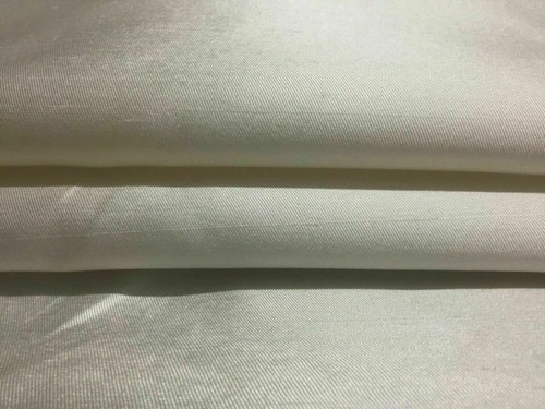 New Heavy Satin Ivory Colour 100% Silk Dupion Slub Fabric For 1/2 Half Metre - Picture 2 of 4