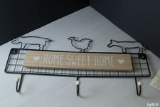 4 metal wooden farmhouse on Wall Mounted Metal Coat Home Kitchen Wall Hanger 
