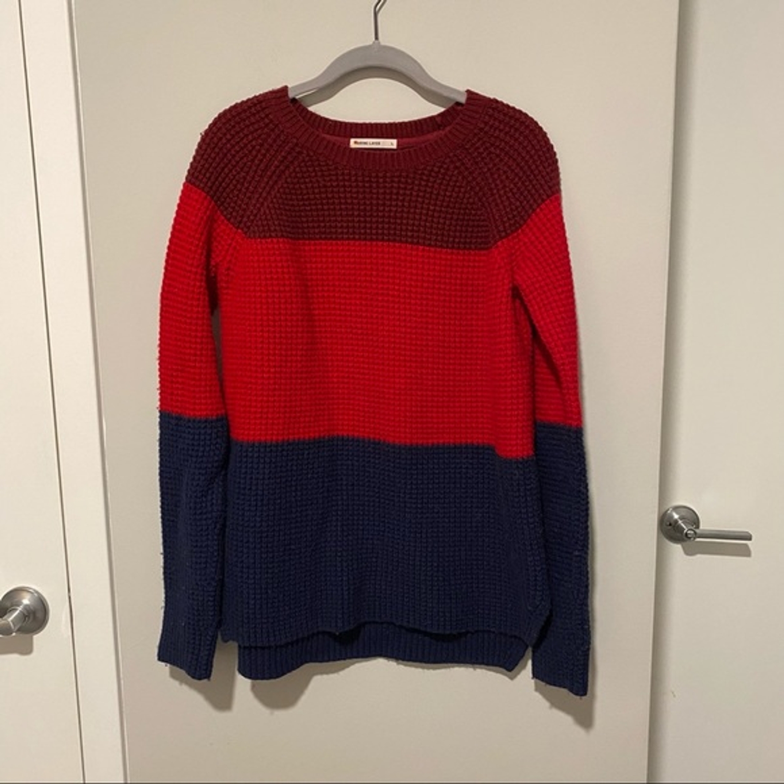 Cotton Wool Color Block Knit Sweater 