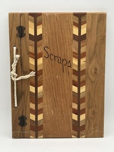 Vintage Wooden "Scraps" Scrap Book Album Hinged 11 x 8.5 Bound with Tie