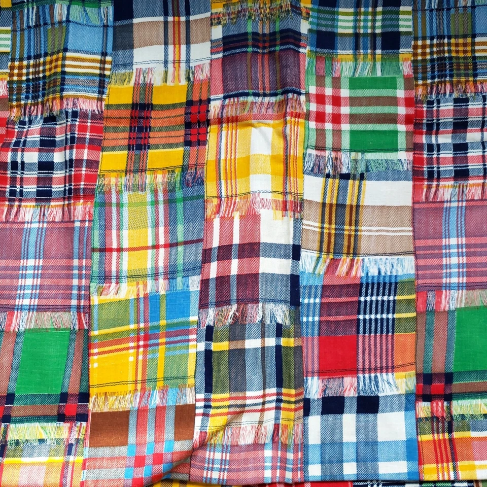 Vintage Colorful Faux Patchwork Print Cotton Fabric 2y X 43" - Image 3 of 4