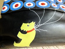 RADLEY BLACK LEATHER TWO HANDLE HAND PAINTED RAF ROUNDAL BALLOONS DOG TAG VE DAY