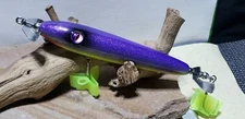 5  inch Custom Handmade wooded Chopper topwater lure( PURPLE FLO BELLY)