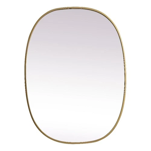 Elegant Decor Brynn 27x36" Oval Modern MDF Wood/Iron Mirror in Brass - Picture 1 of 11
