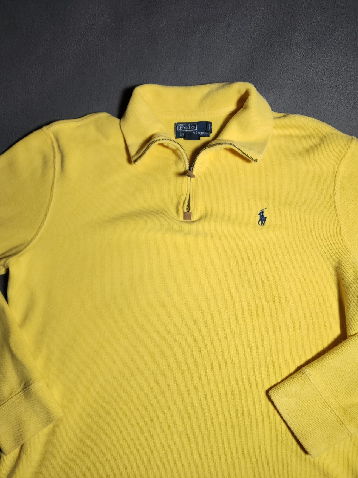 Polo Ralph Lauren maglione uomo giallo medio pullover quarto zip felpa pony