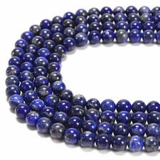Natural Lapis Lazuli Smooth Round Beads 3.5-4mm 6mm 8mm 10mm 12mm 15.5'' Strand